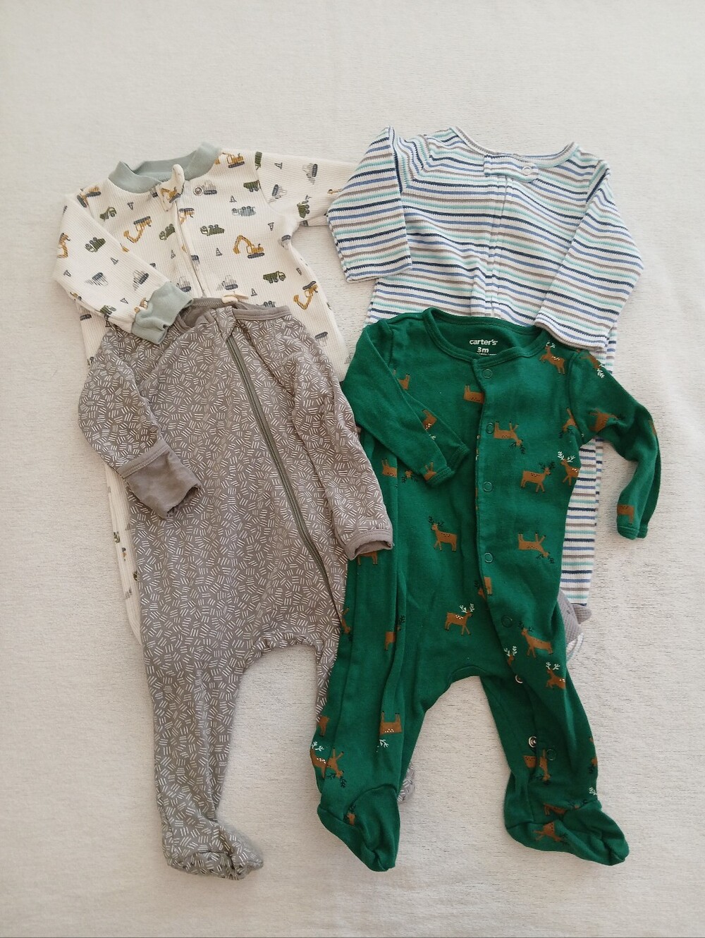 Bundle Boys 3 Month Footie Jammies Sleeper Onsies Carter's Q by Qunicy Mae